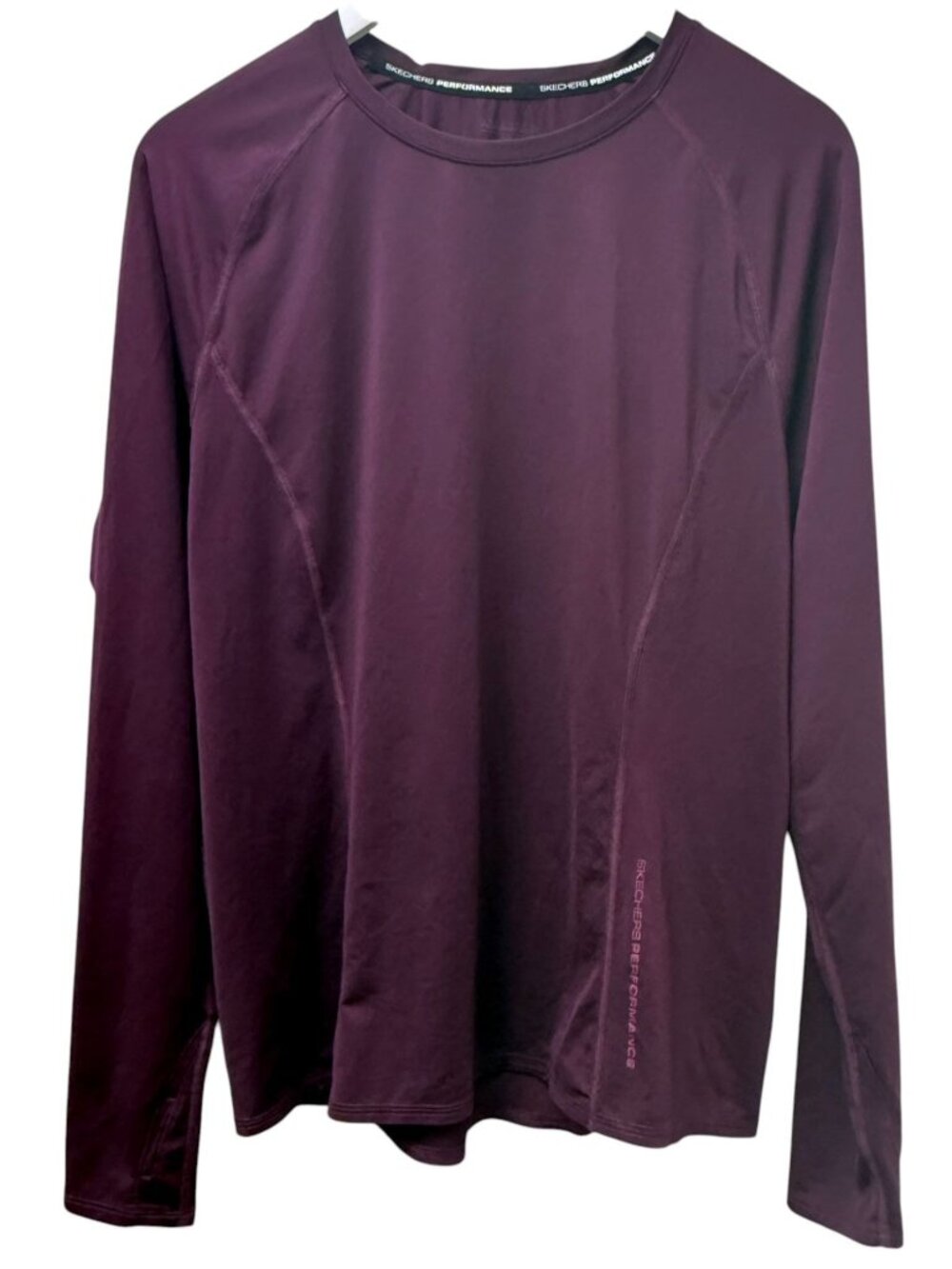 Skechers Performance Tee XL Wine Plum Long Sleeve Workout Running Top Womens